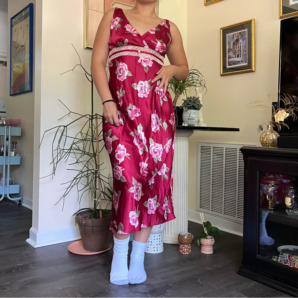 california dynasty vintage floral and lace slip dress